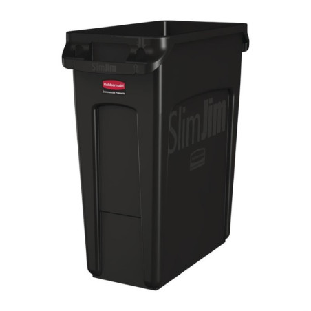 Collecteur de recyclage avec conduits d'aération Rubbermaid Slim Jim noir 60L