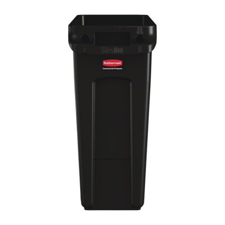 Collecteur de recyclage avec conduits d'aération Rubbermaid Slim Jim noir 60L