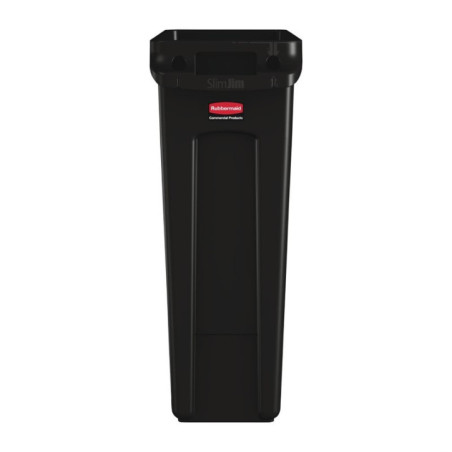 Collecteur de recyclage avec conduits d'aération Rubbermaid Slim Jim noir 87L