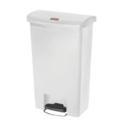 Poubelle à pédale frontale large Slim Jim Step-On Rubbermaid blanche 50L