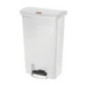 Poubelle à pédale frontale large Slim Jim Step-On Rubbermaid blanche 50L