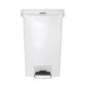 Poubelle à pédale frontale large Slim Jim Step-On Rubbermaid blanche 50L