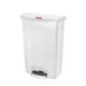 Poubelle à pédale frontale large Slim Jim Step-On Rubbermaid blanche 90L
