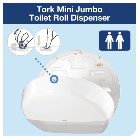 Distributeur de papier toilette Mini Jumbo Tork blanc