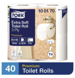 Papier toilette rouleau traditionnel extra doux Tork 3 plis  (Lot de 40)