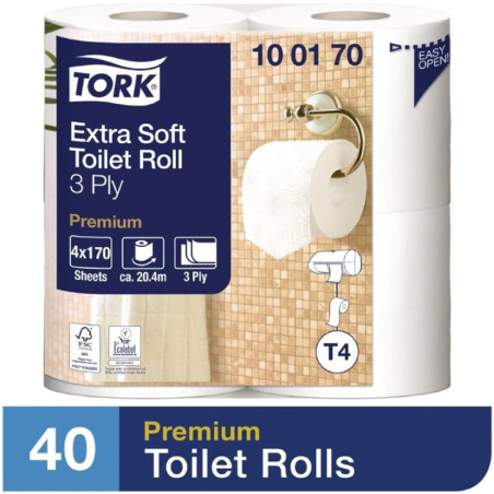 Papier toilette rouleau traditionnel extra doux Tork 3 plis  (Lot de 40)
