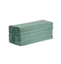 Essuie-mains 1 pli pliage en Z vert 250 feuilles Jantex (lot de 12)