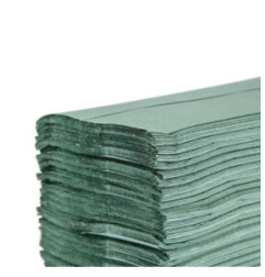 Essuie-mains 1 pli pliage en Z vert 250 feuilles Jantex (lot de 12)