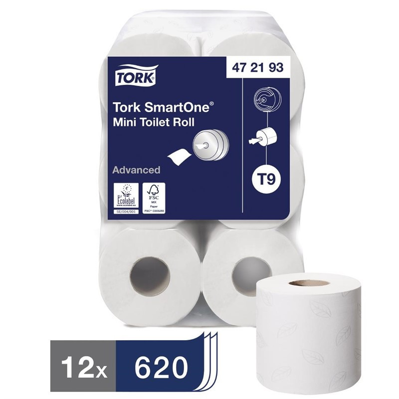 Mini rouleaux de papier toilette Smart One Tork (Lot de 12)