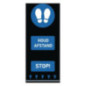 Tapis de sol distanciation sociale 150x65cm bleu - empreintes de pas (attention : texte néerlandais)