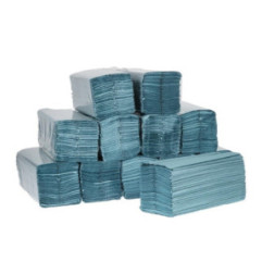 Essuie-mains 1 pli pliage en C Jantex bleu 2850 feuilles (lot de 15)