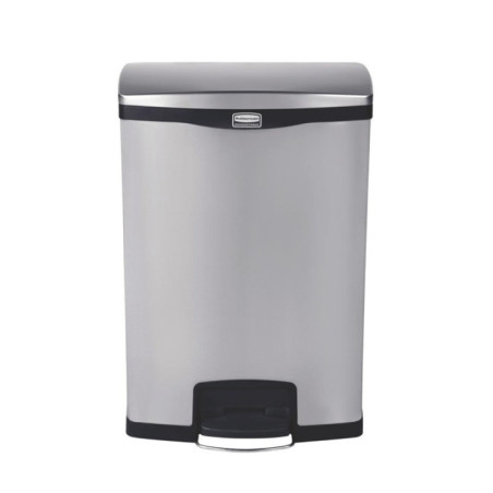 Poubelle à pédale frontale inox Rubbermaid Slim Jim 90L