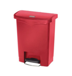 Poubelle à pédale frontale Rubbermaid Slim Jim rouge 30L