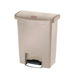 Poubelle à pédale frontale Rubbermaid Slim Jim beige 30L
