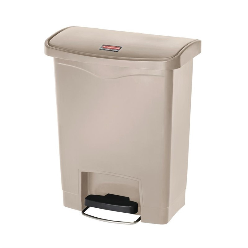 Poubelle à pédale frontale Rubbermaid Slim Jim beige 30L