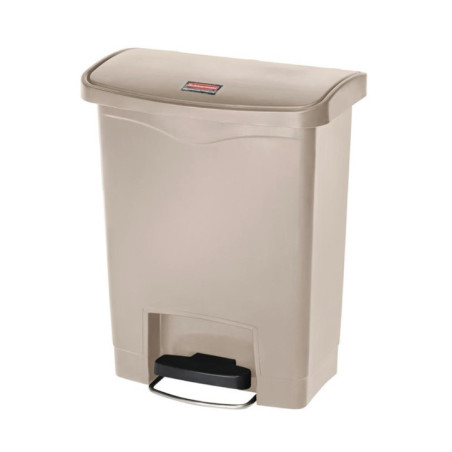 Poubelle à pédale frontale Rubbermaid Slim Jim beige 30L