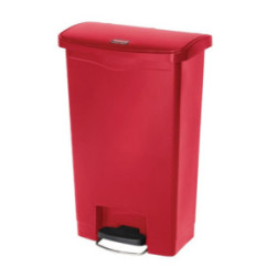 Poubelle à pédale frontale Rubbermaid Slim Jim rouge 50L