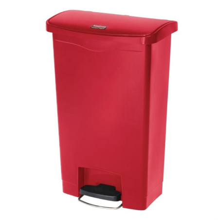 Poubelle à pédale frontale Rubbermaid Slim Jim rouge 50L