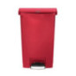 Poubelle à pédale frontale Rubbermaid Slim Jim rouge 50L