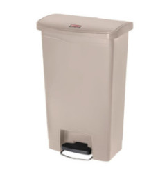 Poubelle à pédale frontale Rubbermaid Slim Jim beige 50L