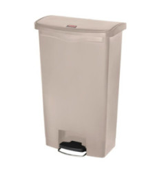 Poubelle à pédale frontale Rubbermaid Slim Jim beige 68L