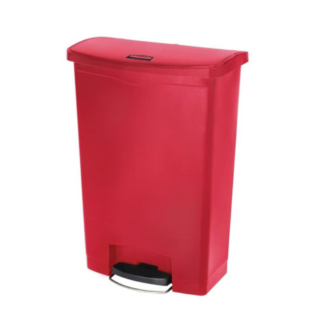 Poubelle à pédale frontale Rubbermaid Slim Jim rouge 90L