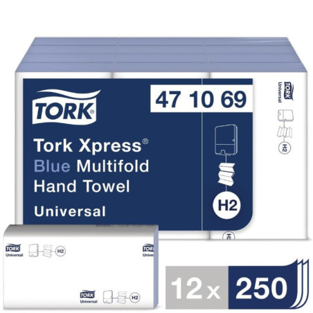 Essuie-mains pli en Z Tork bleu (Lot de 12)