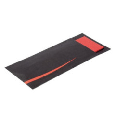 Pochettes à couverts noires avec serviette rouge Europochette (Lot de 100)
