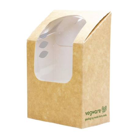 Boîtes à wrap et tortilla kraft compostables avec fenêtre PLA Vegware