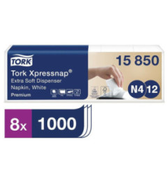 Serviettes blanches pour distributeur Tork Xpressnap Extra Soft  (Lot de 8000)