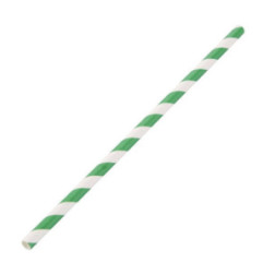 Pailles en papier compostables Fiesta Compostable rayées vert et blanc