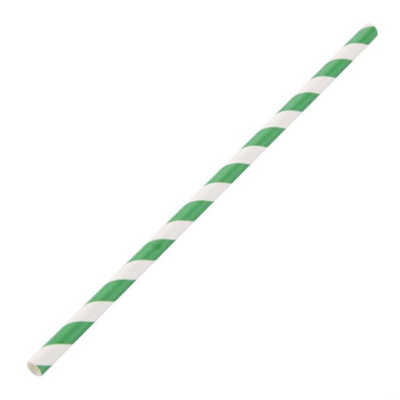 Pailles en papier compostables Fiesta Compostable rayées vert et blanc