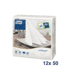 Serviettes blanches Linstyle Tork 400x400 (lot de 600)