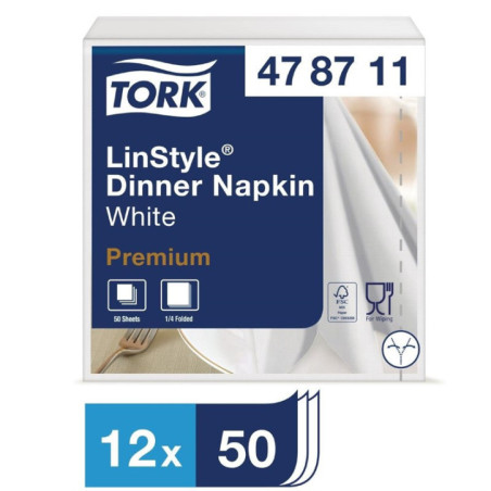 Serviettes blanches Linstyle Tork 400x400 (lot de 600)