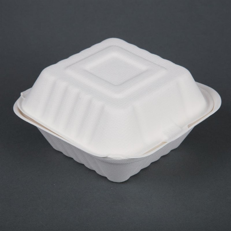 Boîtes à hamburger en bagasse Fiesta Compostable 152mm (Lot de 500)