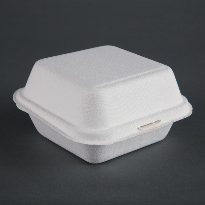 Boîtes à hamburger en bagasse Fiesta Compostable 155mm (Lot de 500)