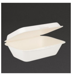 Barquettes à charnière en bagasse compostables Fiesta Compostable 18,2 cm (lot de 250)