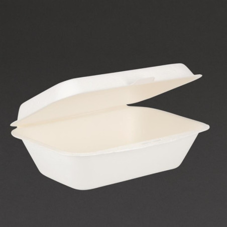 Barquettes à charnière en bagasse compostables Fiesta Compostable 18,2 cm (lot de 250)