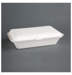 Barquettes à charnière en bagasse compostables Fiesta Compostable 24,8 cm (x250)