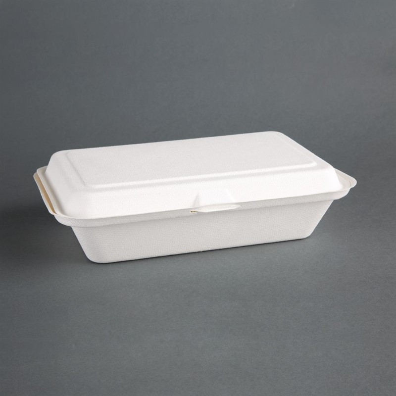 Barquettes à charnière en bagasse compostables Fiesta Compostable 24,8 cm (x250)