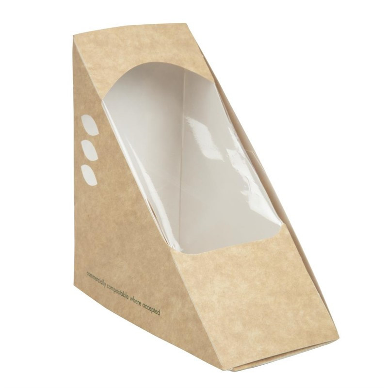 Boîtes sandwichs triangles kraft standards Vegware 65mm (x500)