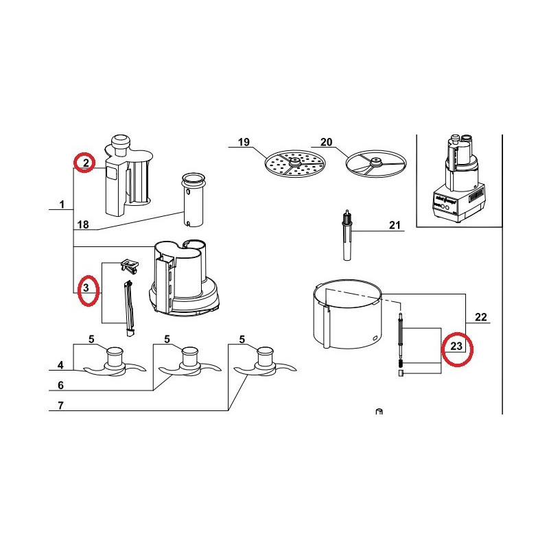 Lot de pièce pour R101XL, pièce 2, 3 et 23