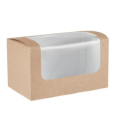 Boîtes sandwich rectangulaires kraft compostables avec fenêtre PLA Colpac (lot de 500)