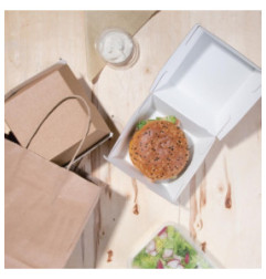 Grandes boîtes hamburger compostables kraft Fiesta Compostable 112mm (lot de 150)