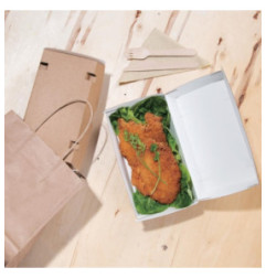 Grandes boîtes kraft avec couvercle à charnière compostables Fiesta Compostable 204mm (lot de 100)