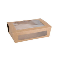 Boîtes salade compostables avec fenêtre en PLA Fiesta Compostable 1600ml (lot de 200)