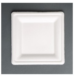 Assiettes carrées compostables en bagasse Fiesta Compostable 159mm (lot de 50)