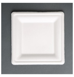 Assiettes carrées compostables en bagasse Fiesta Compostable 204mm (lot de 50)