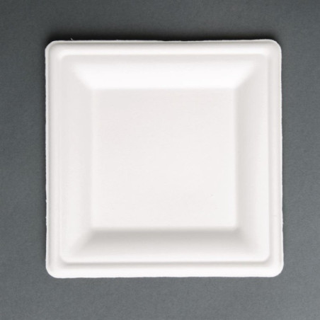 Assiettes carrées compostables en bagasse Fiesta Compostable 261mm (lot de 50)