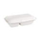 Boîtes 2 compartiments avec couvercle à charnière compostables en bagasse Fiesta Compostable 253mm (lot de 200)